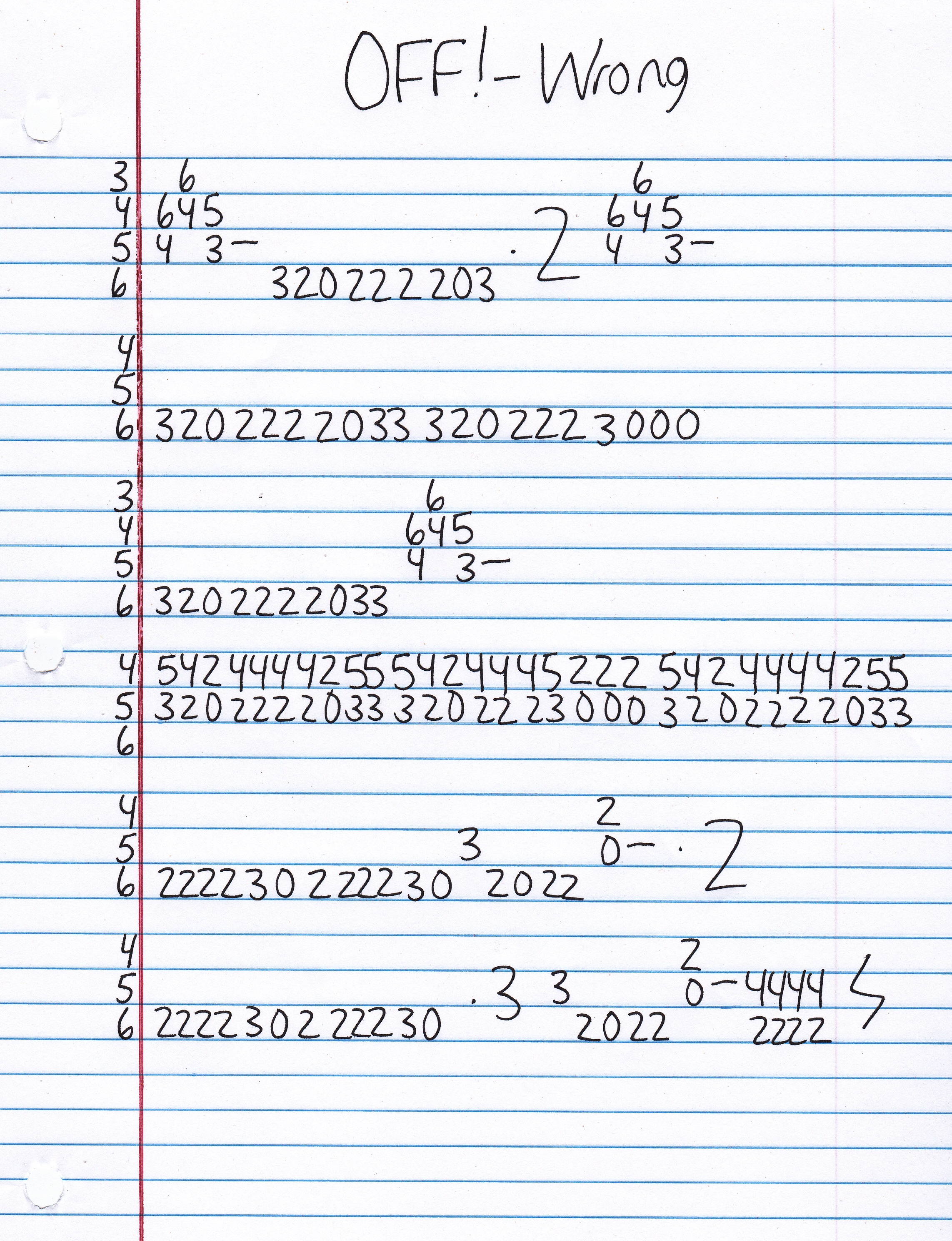 High quality guitar tab for Wrong by OFF! off of the album OFF!. ***Complete and accurate guitar tab!***